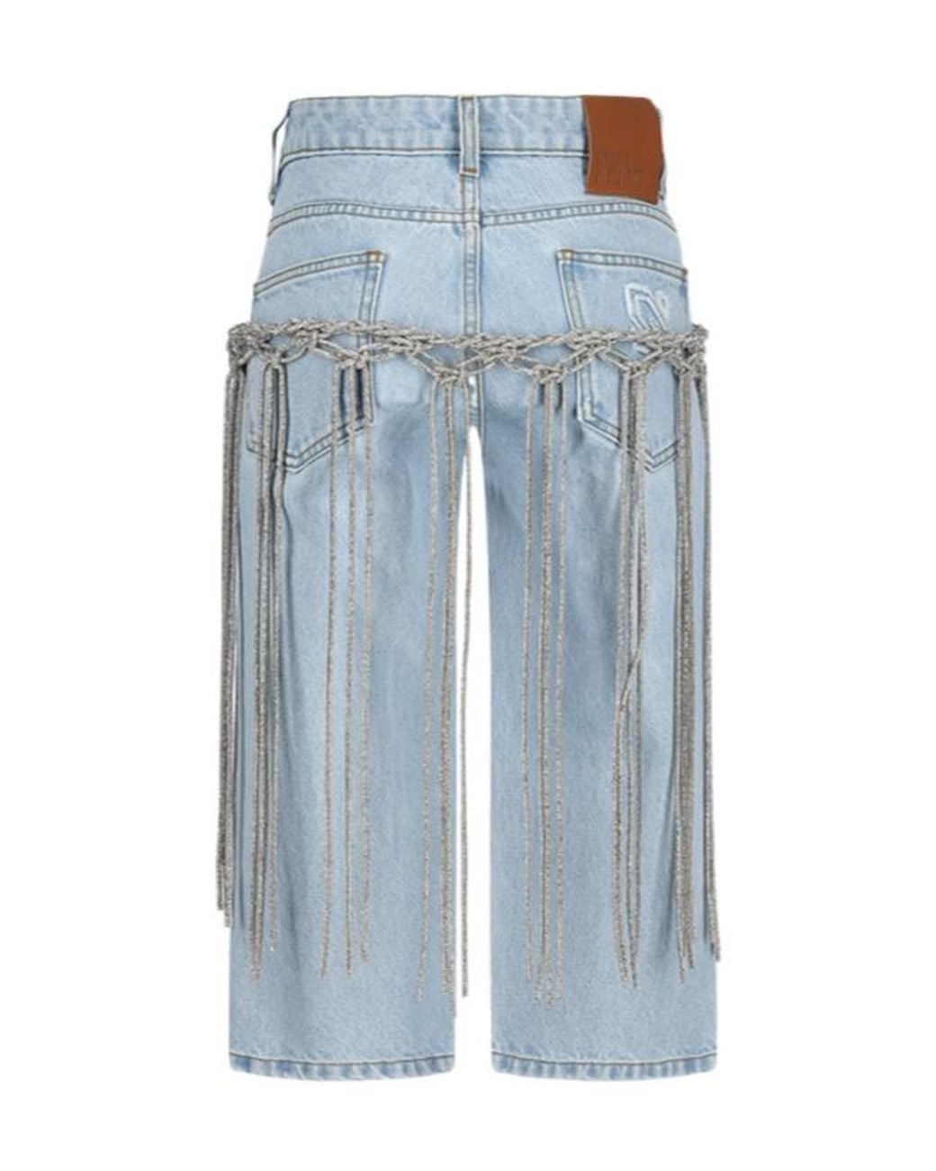 GIUSEPPE DI MORABITO Blue Detachable-Belt Cropped Jeans