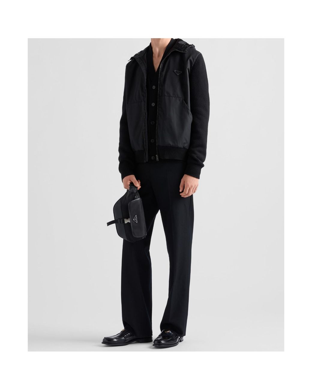 Prada Black Re-Nylon And Saffiano Leather Shoulder Bag for men