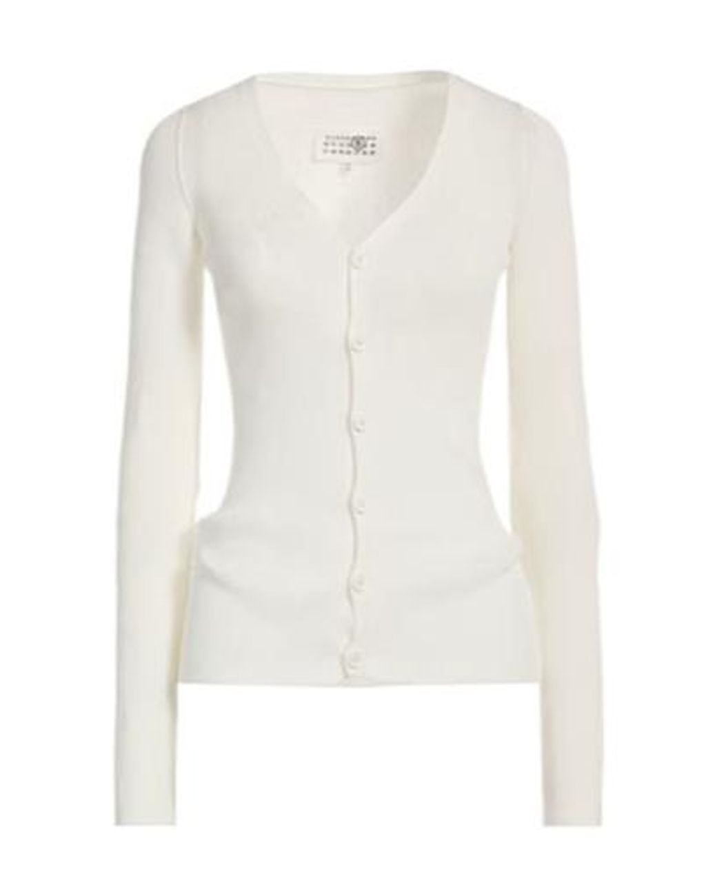 MM6 by Maison Margiela White Solid-Color Knit Cardigan