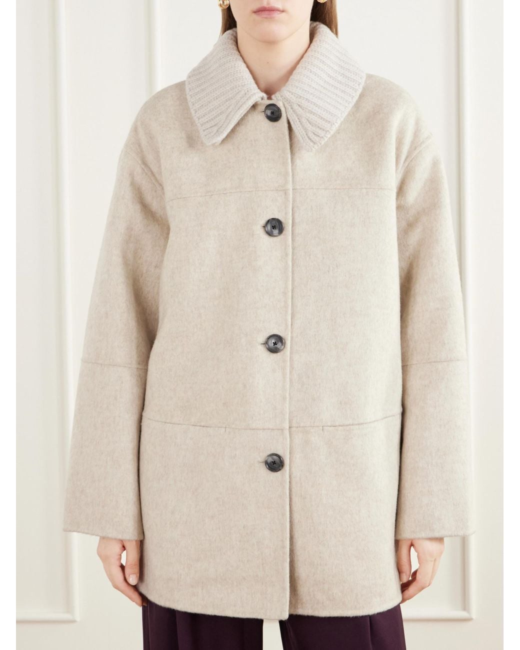 Proenza Schouler Natural Lisa Paneled Rib-Trimmed Wool-Blend Jacket