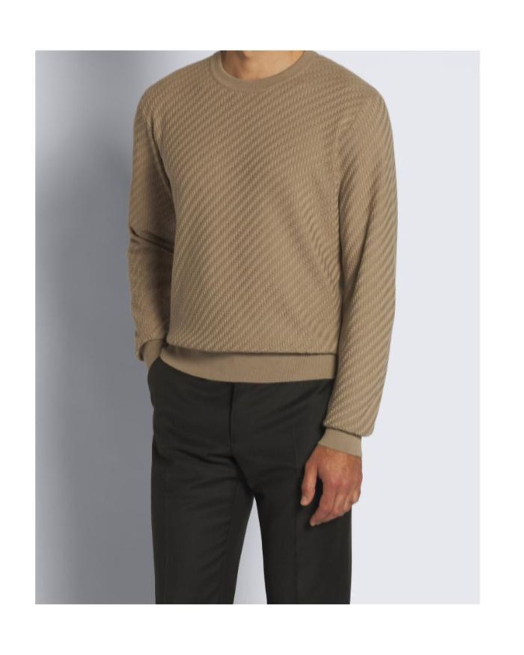 Brioni Brown Textured Crew-Neck Knitted Sweater for men