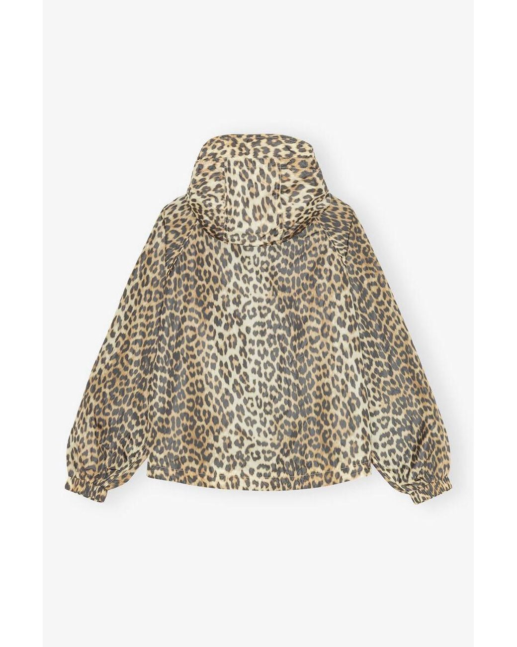 Ganni Natural Leopard Print Hooded Jacket