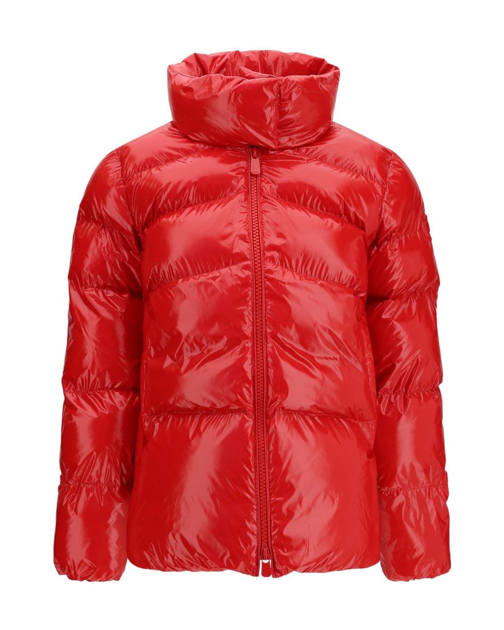 Pinko Red High Collar Quilted Nylon Down Jacket
