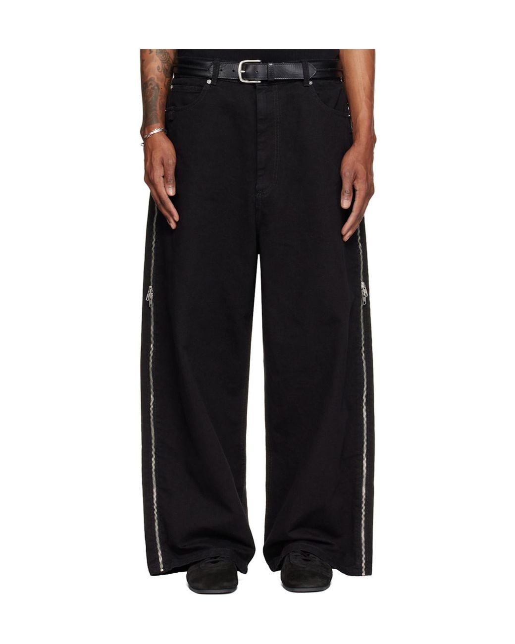 Lu'u Dan Black Side Zipper Jeans for men