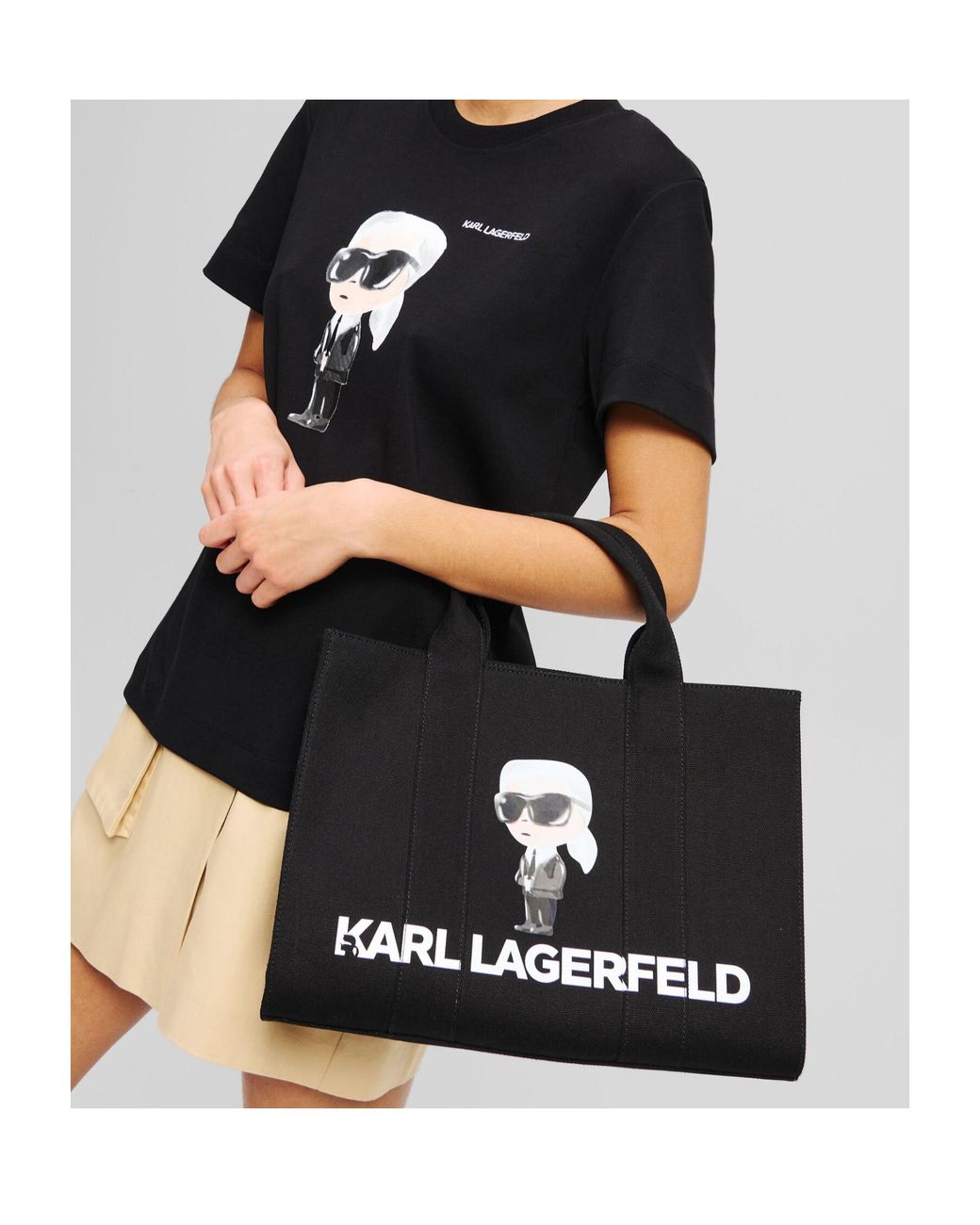 Karl Lagerfeld Black Ikon Aquarelle Tote Bag