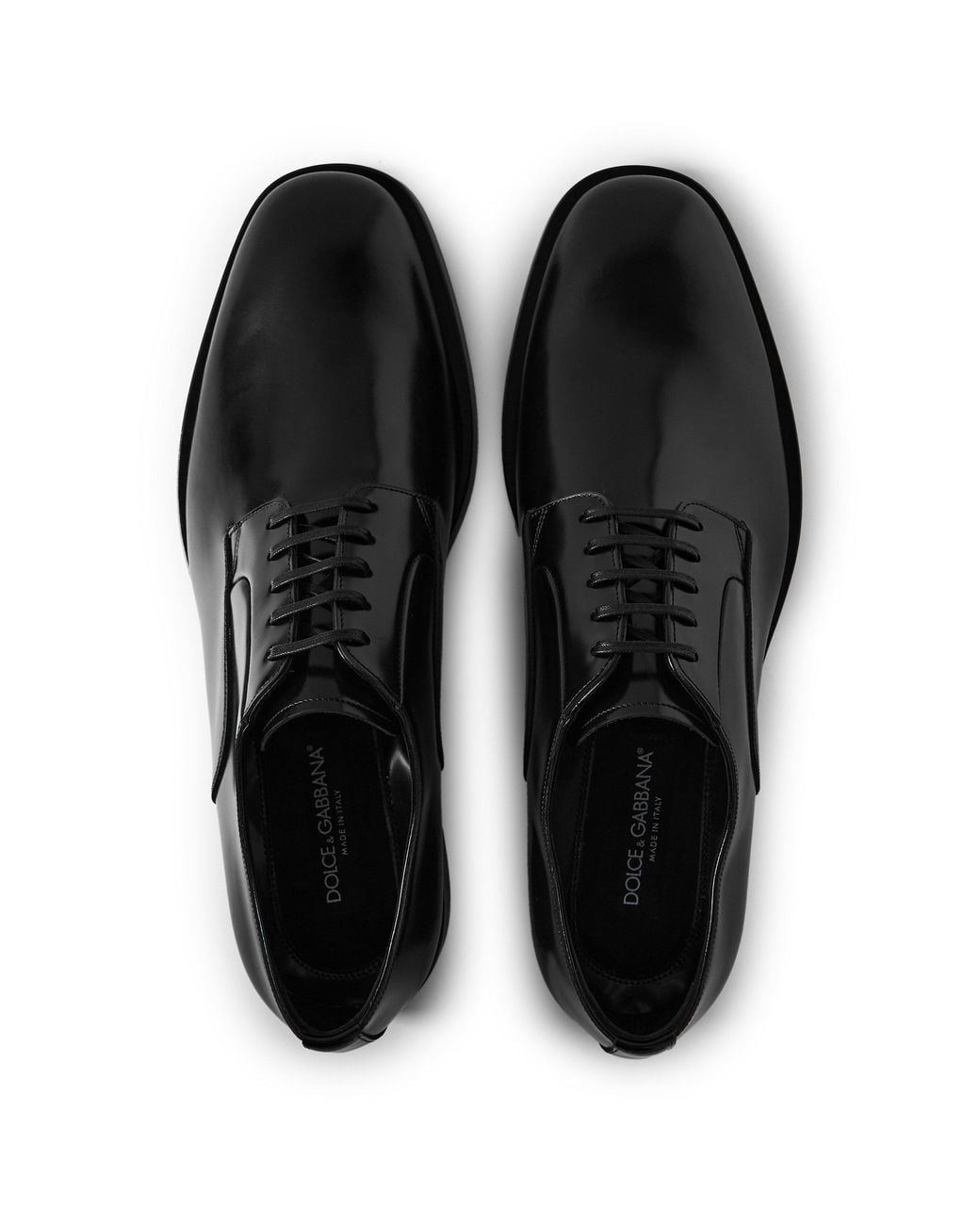 Dolce & Gabbana Black Glossy Oxford Formal Leather Shoes for men