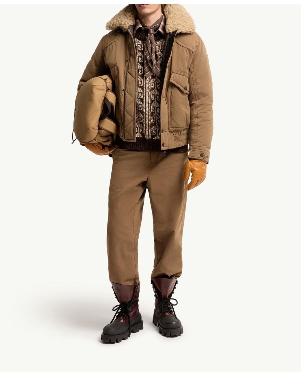 Moncler Natural Grenoble Alpental Shearling Collar Jacket for men