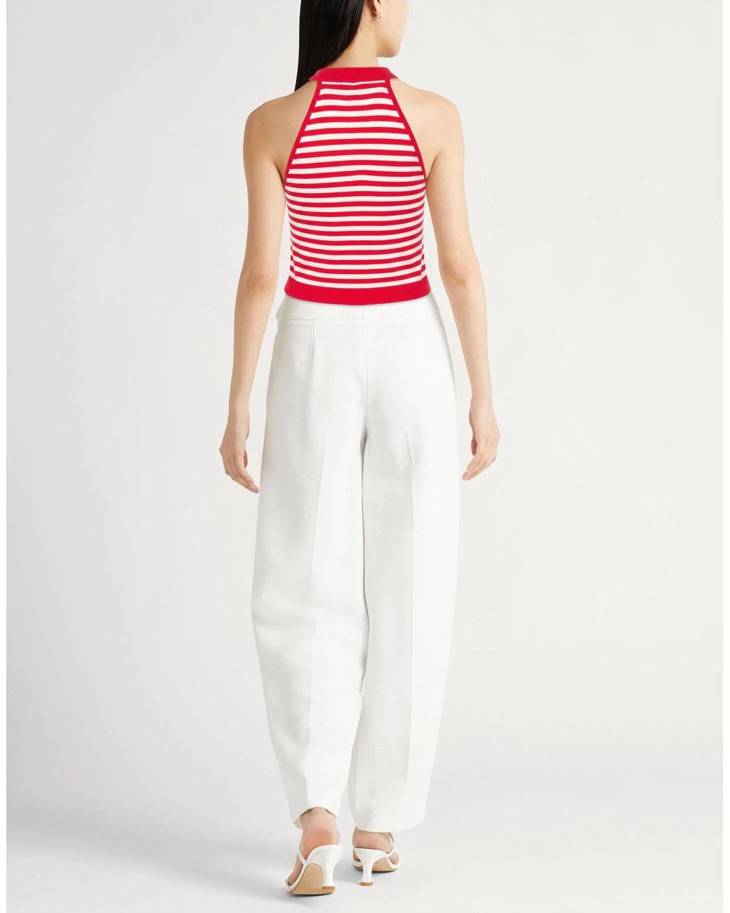Max Mara Red Striped Sleeveless Knit Top