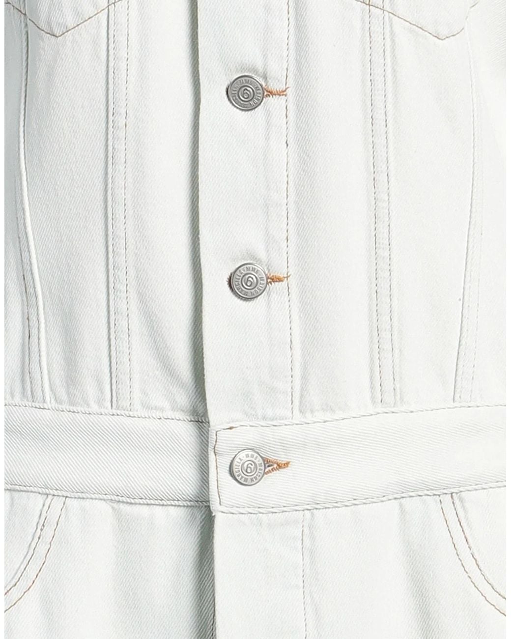 MM6 by Maison Margiela White Light-Colored Denim Trench Coat