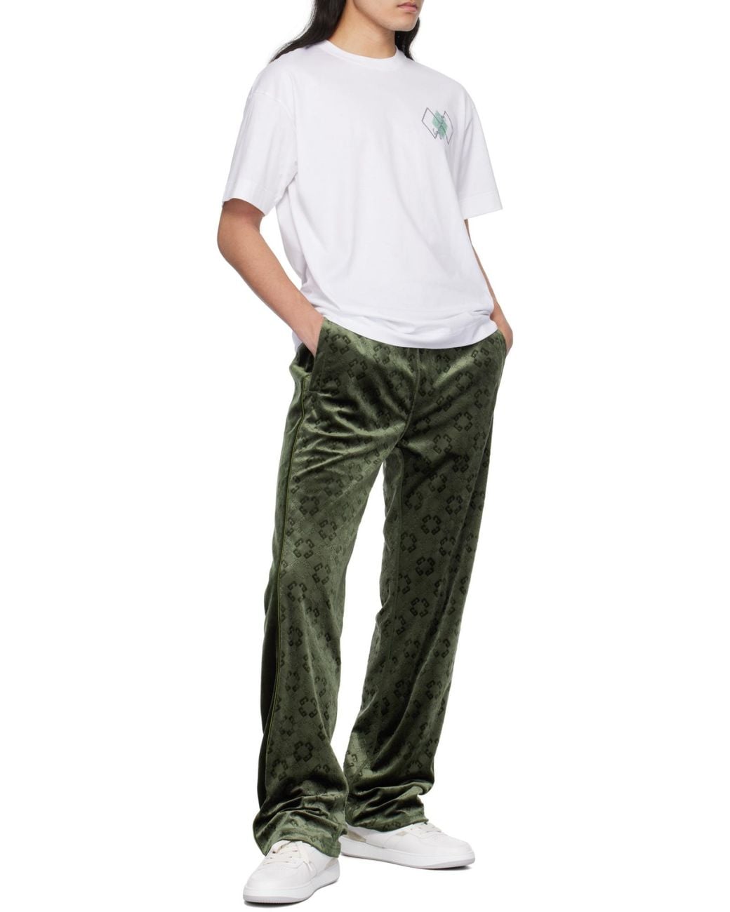 Givenchy Green Monogram Velvet Jogger Pants for men