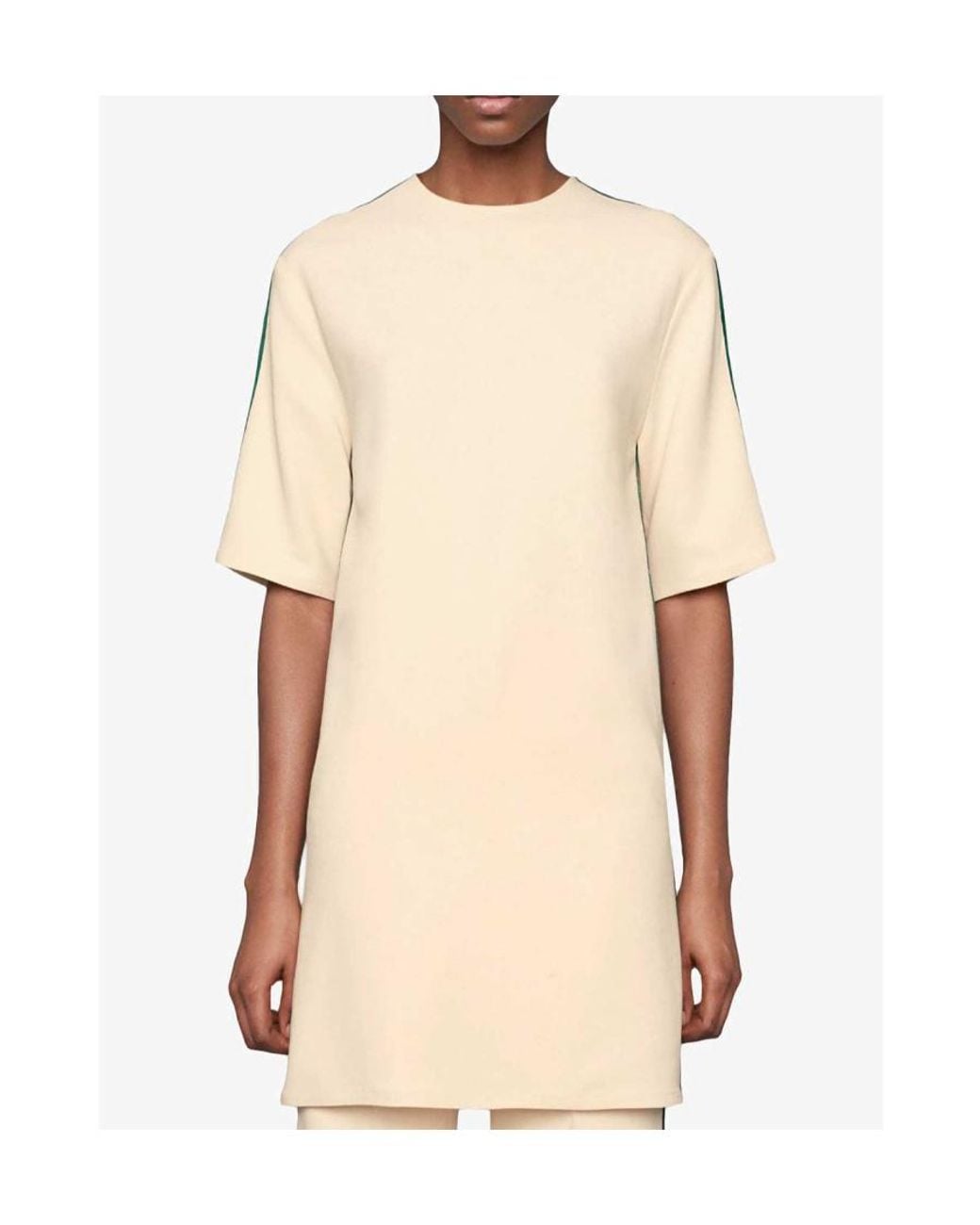 Gucci Natural Striped Round Neck Dress