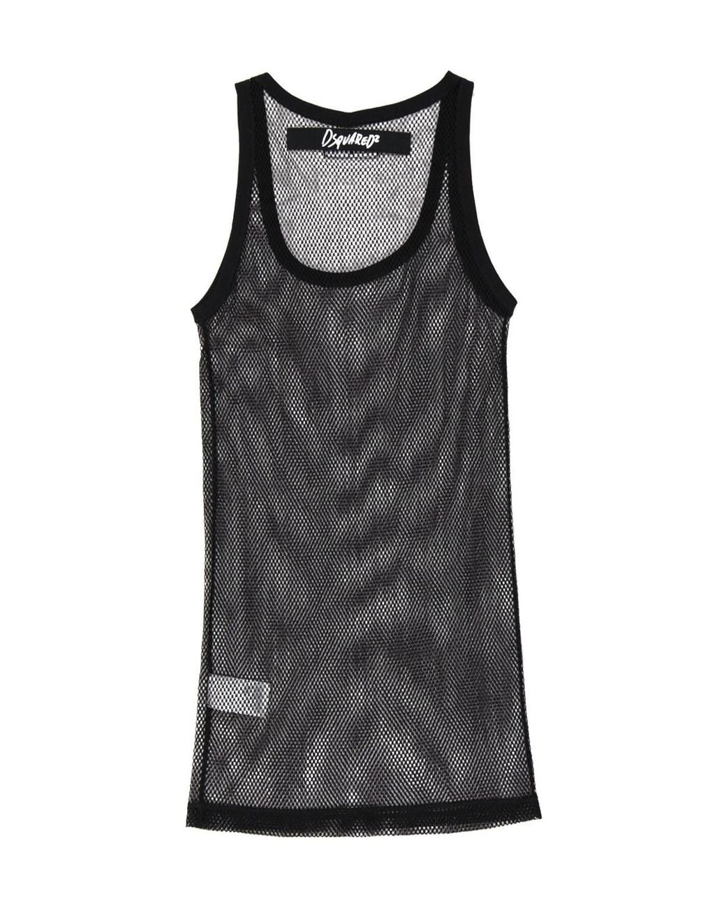 DSquared² Black Longline Mesh Tank Top