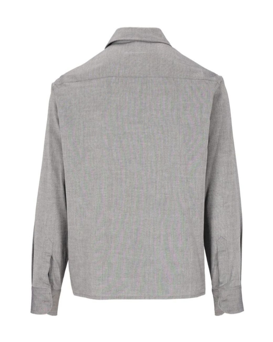 MM6 by Maison Margiela Gray Numeric Embroidered Shirt for men
