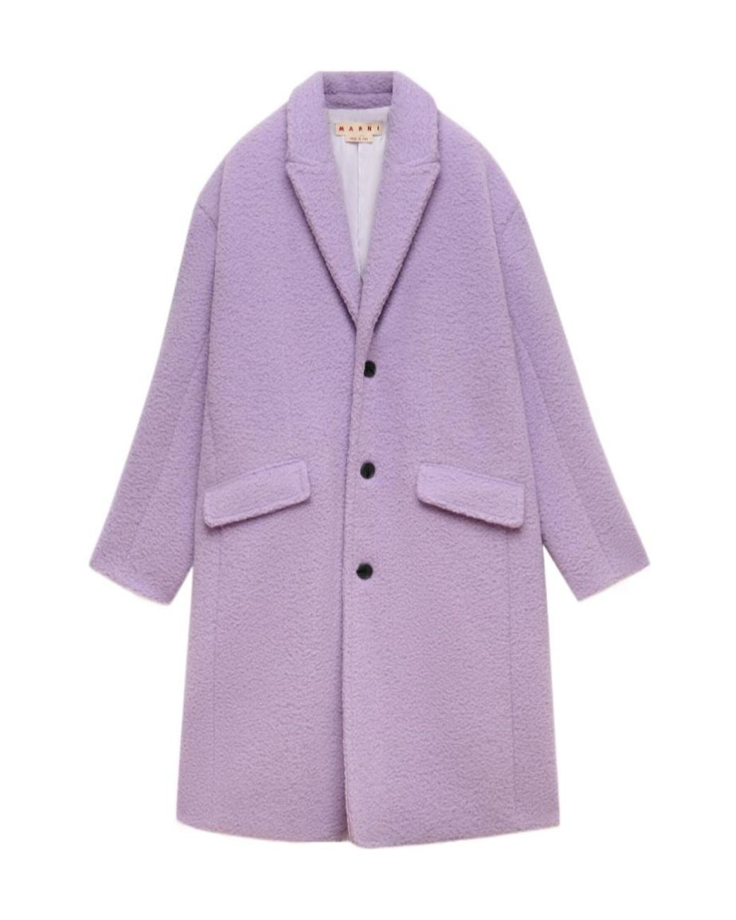 Marni Purple Wool-Mohair Teddy Oversized Coat