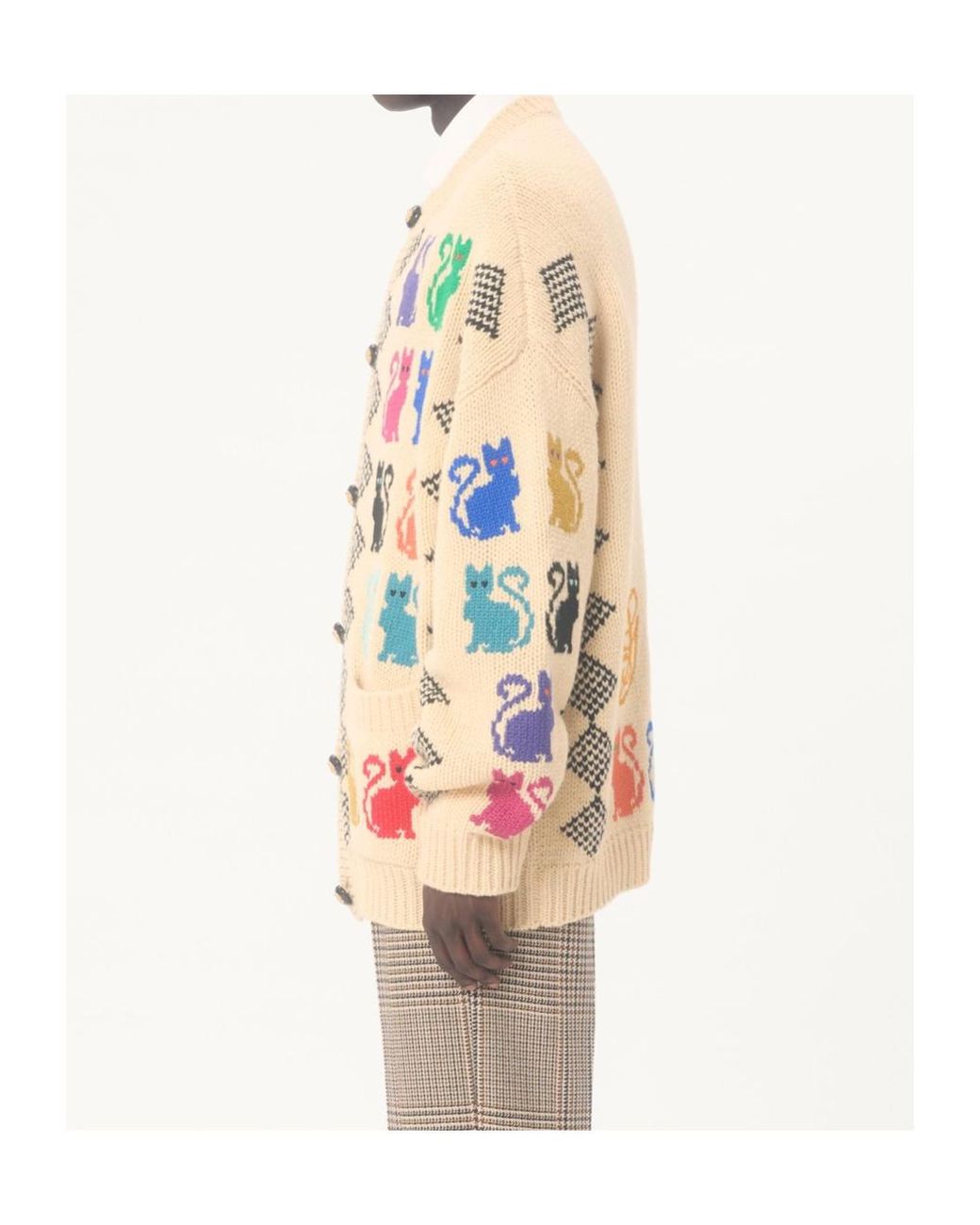 Valentino White Animal Patterned Button-Up Cardigan for men