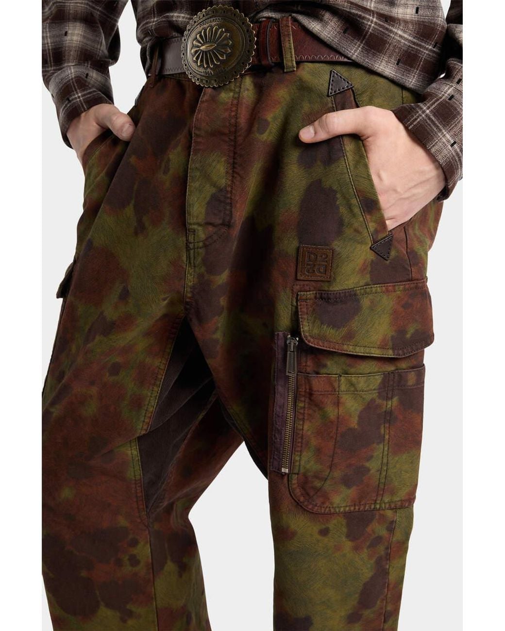 DSquared² Brown Camouflage Cargo Pants for men