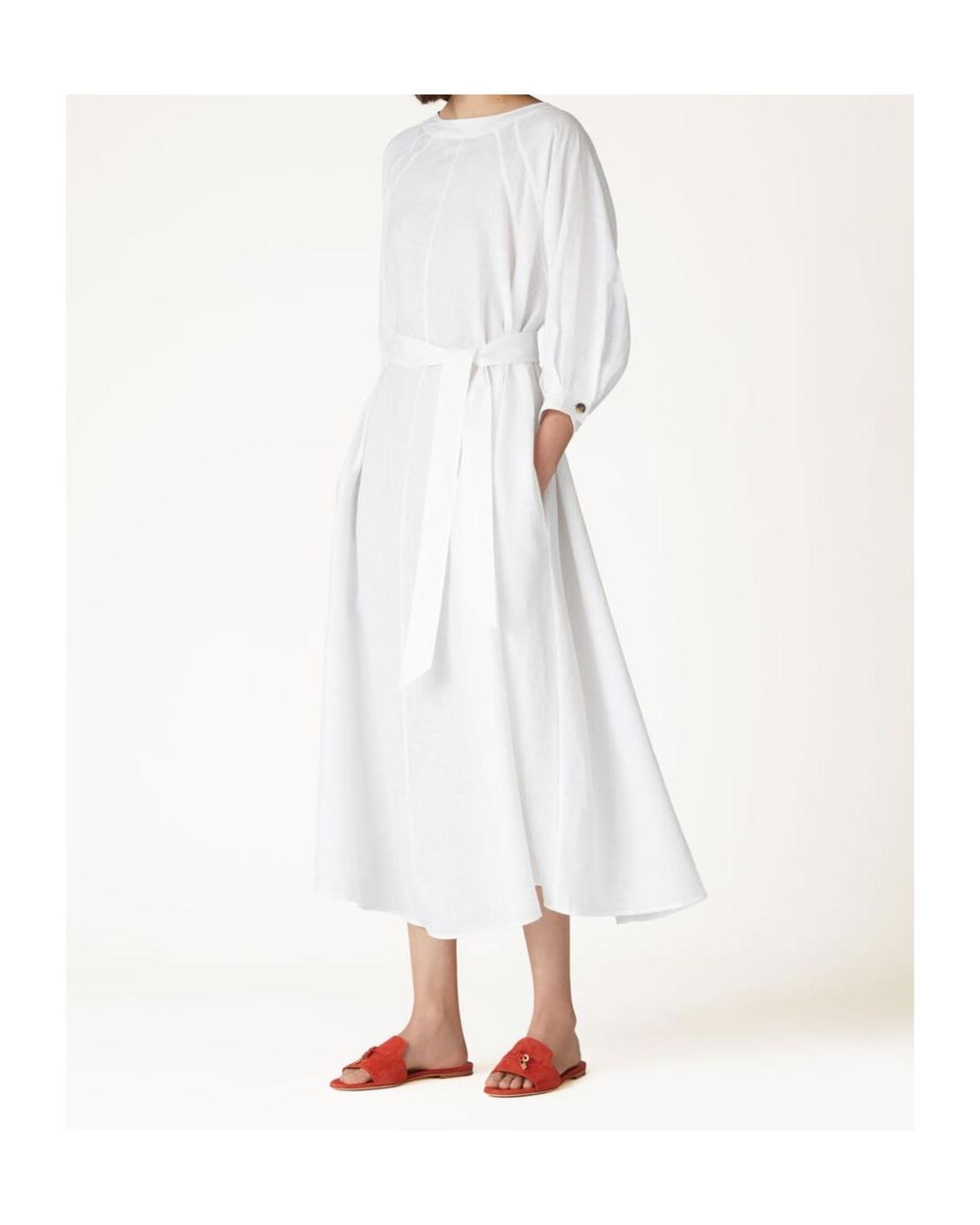 Loro Piana White Round Neck Dress