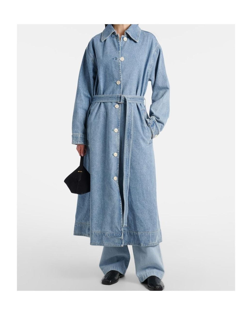 Agolde Blue Long Button-Down Denim Jacket