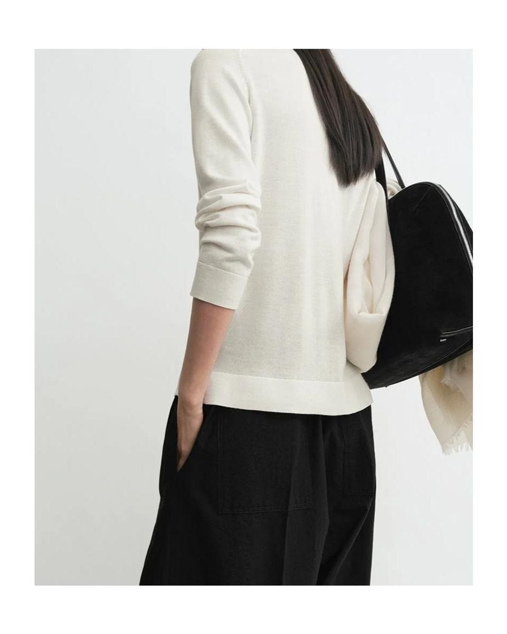 Totême White Button-Placket Long-Sleeve Sweater
