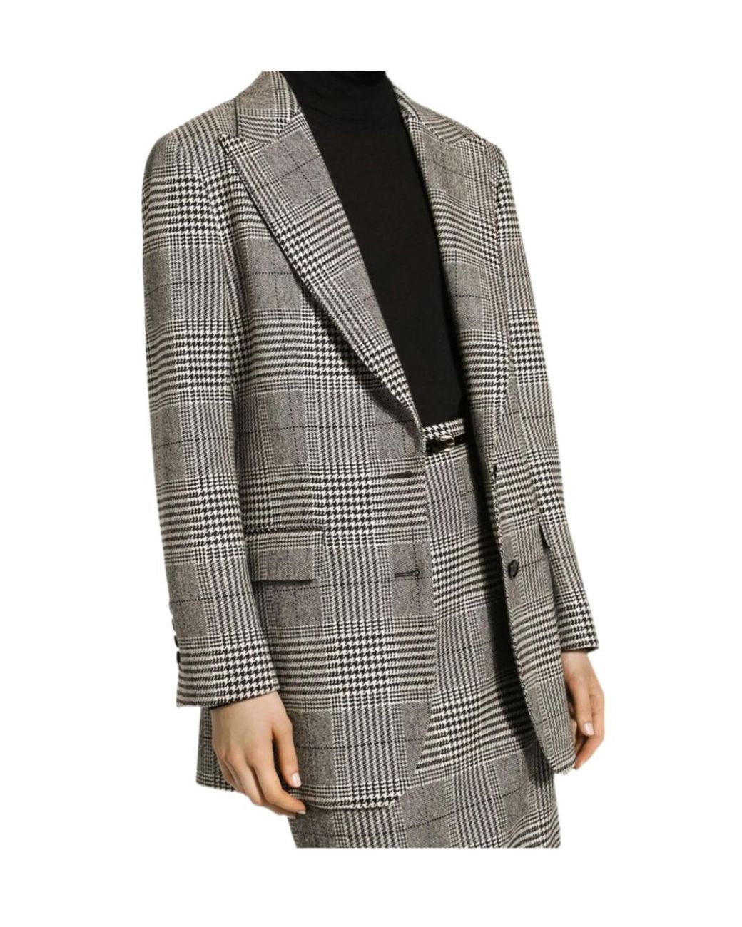 Dolce & Gabbana Gray Long-Sleeved Checked Jacket