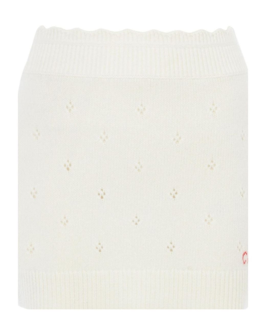 Chloé White Chloé Logo Embroidered Knitted Mini Skirt