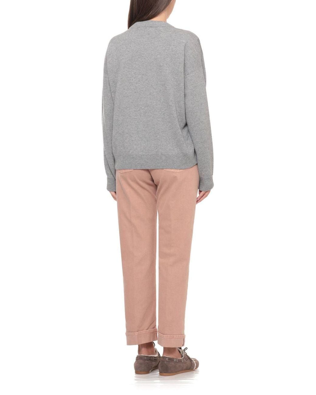 Peserico Gray Beaded Diamond Ribbed Jumper