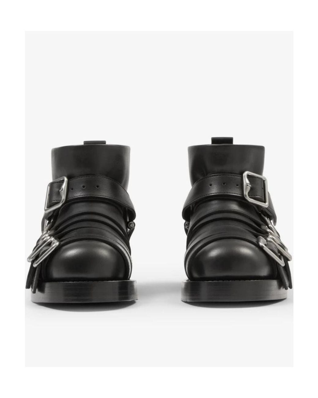 Burberry Black Buckle-Detail Leather Boots