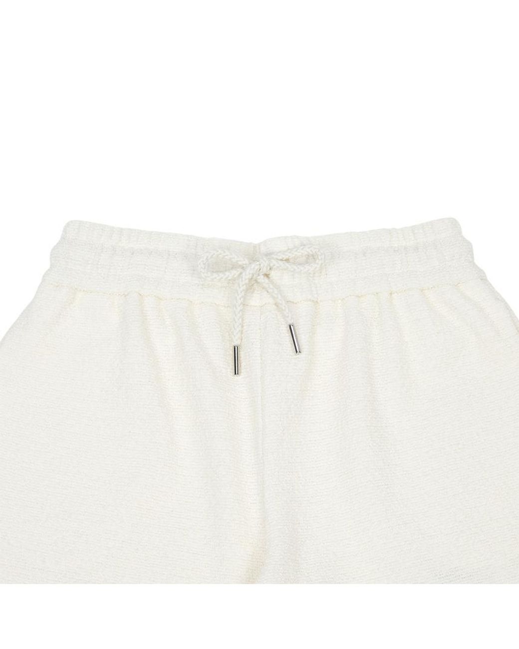 Moncler White Logo Patch Drawstring Shorts