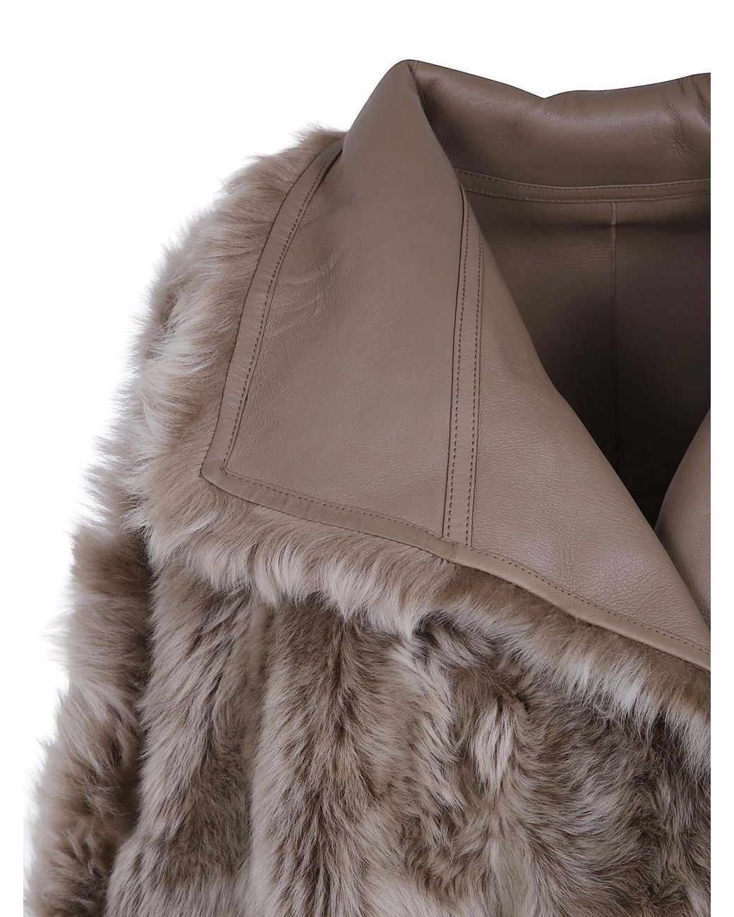 Yves Salomon Brown Long-Sleeve Fur Jacket