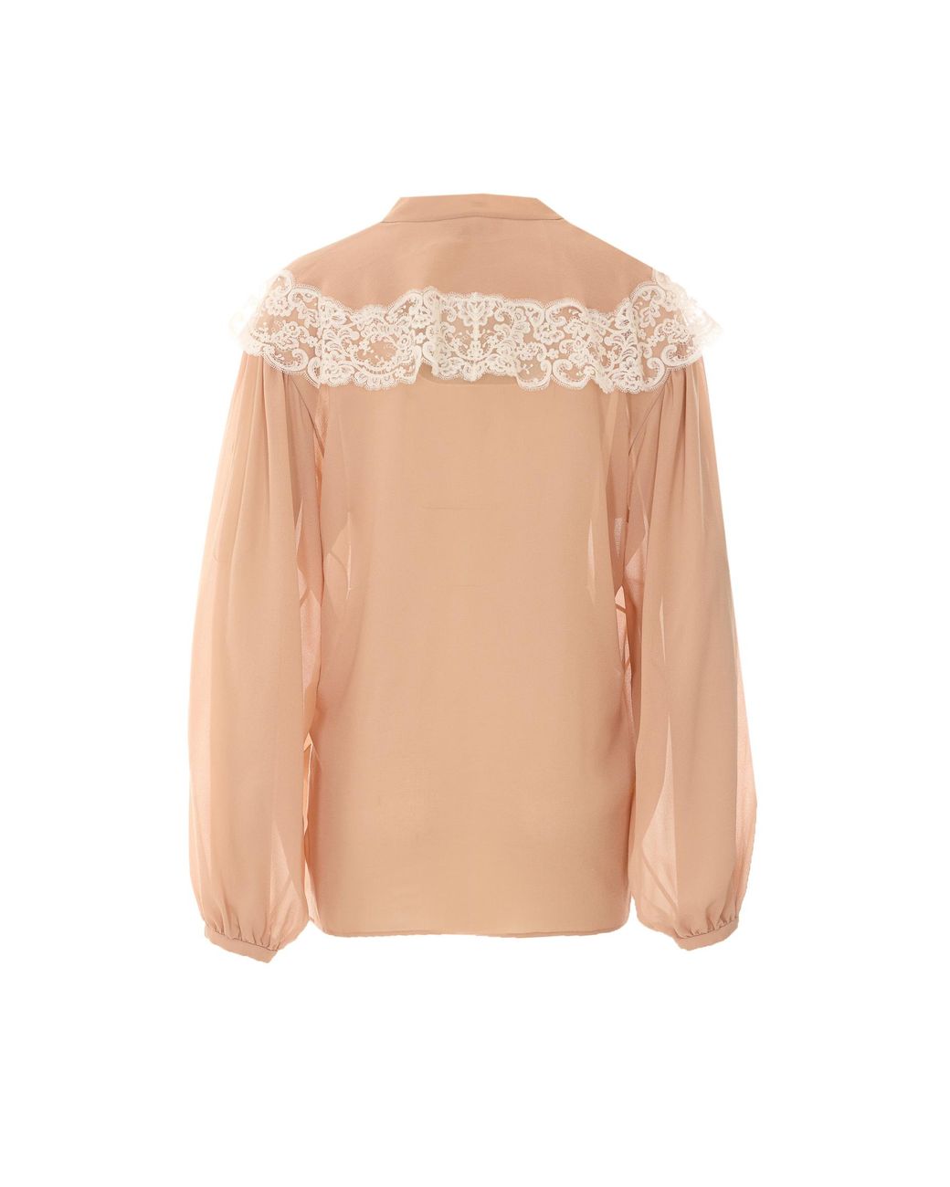 Chloé Pink Chloé Lace-Trim Tie-Neck Blouse