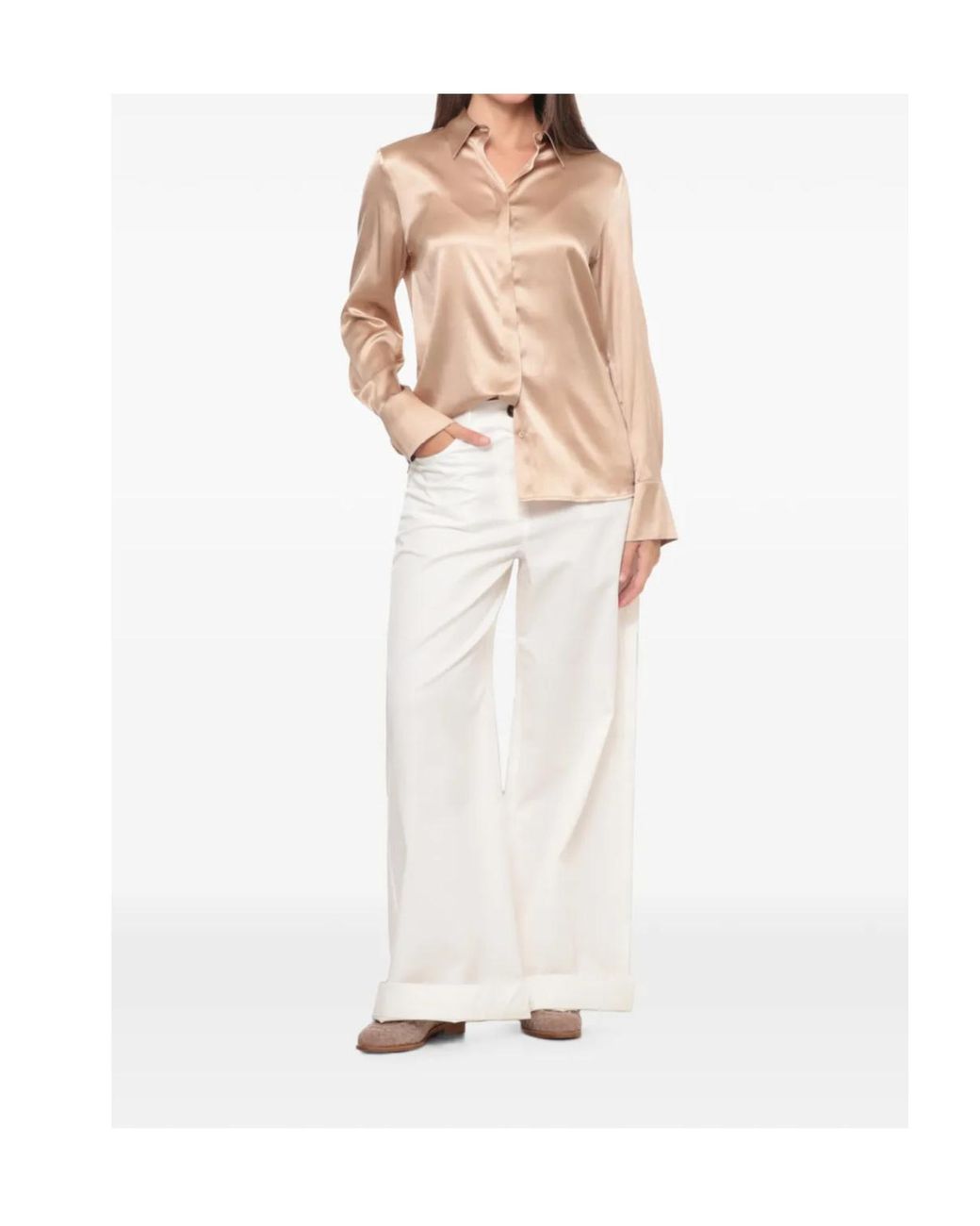 Peserico Natural Concealed Placket Silk Shirt