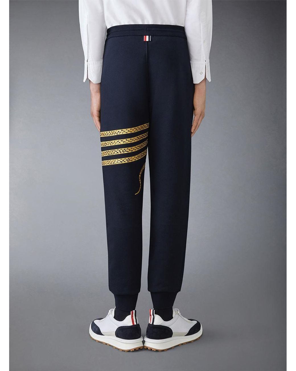 Thom Browne Blue Embroidery Drawstring Track Pants for men