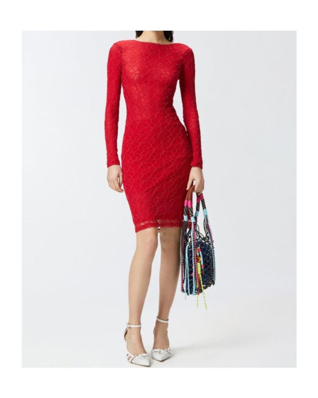 Pinko Red Aaron Open Back Dress