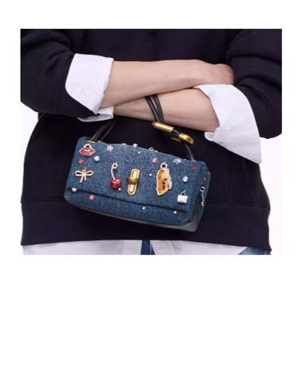 Marc Jacobs Blue The Trinket Charm Denim Large Dual Bag
