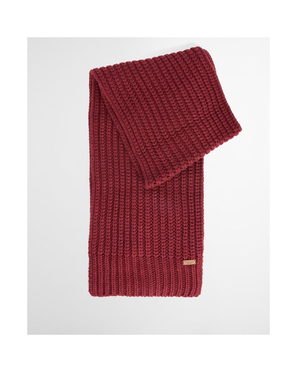 Barbour Red Knitted Beanie And Scarf Set
