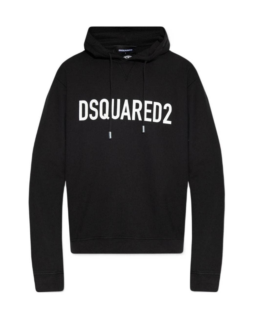 DSquared² Black Logo Printed Drawstring Hoodie for men