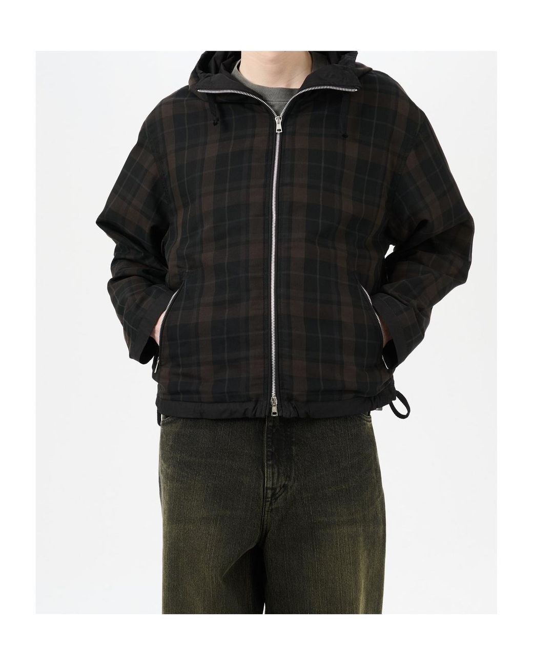 Our Legacy Black Check Hooded Jacket for men