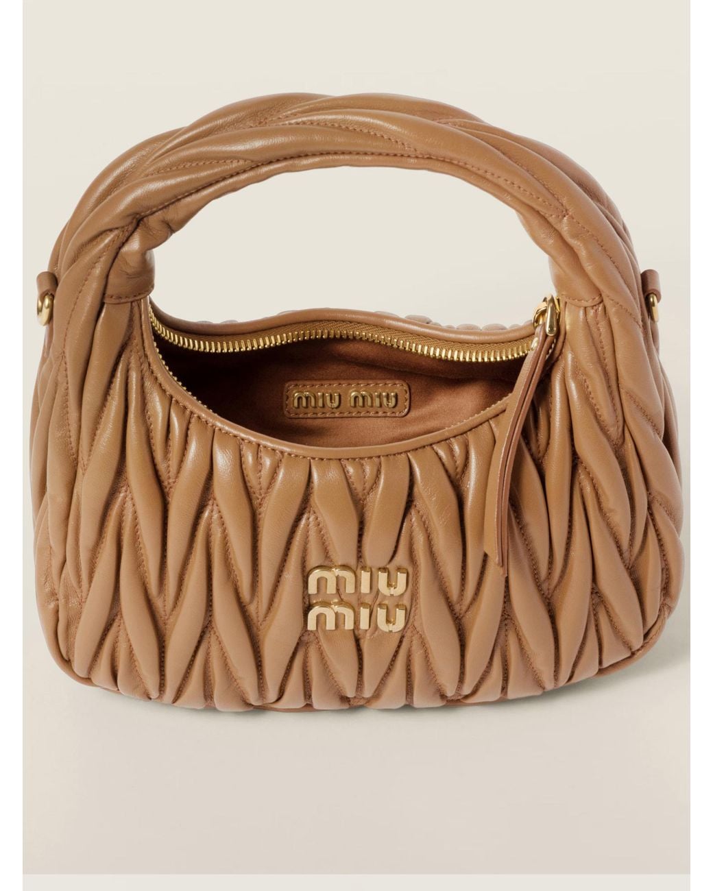 Miu Miu Brown Wander Quilted Nappa Leather Handbag