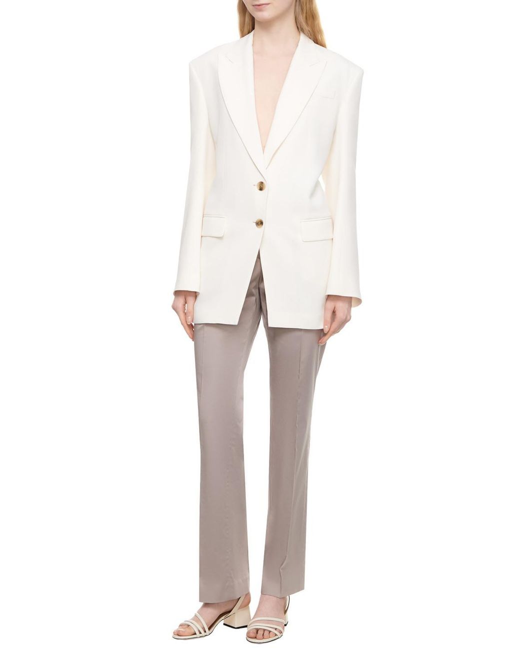 Boss Gray Slim-Fit Satin Trousers