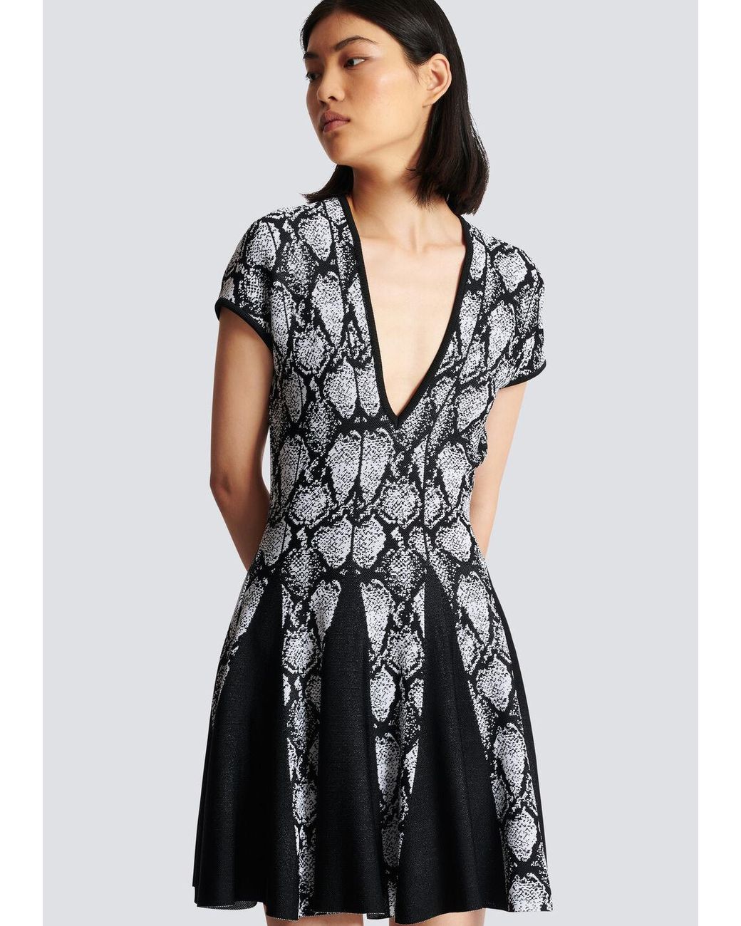 Balmain Black Jacquard Mini Dress