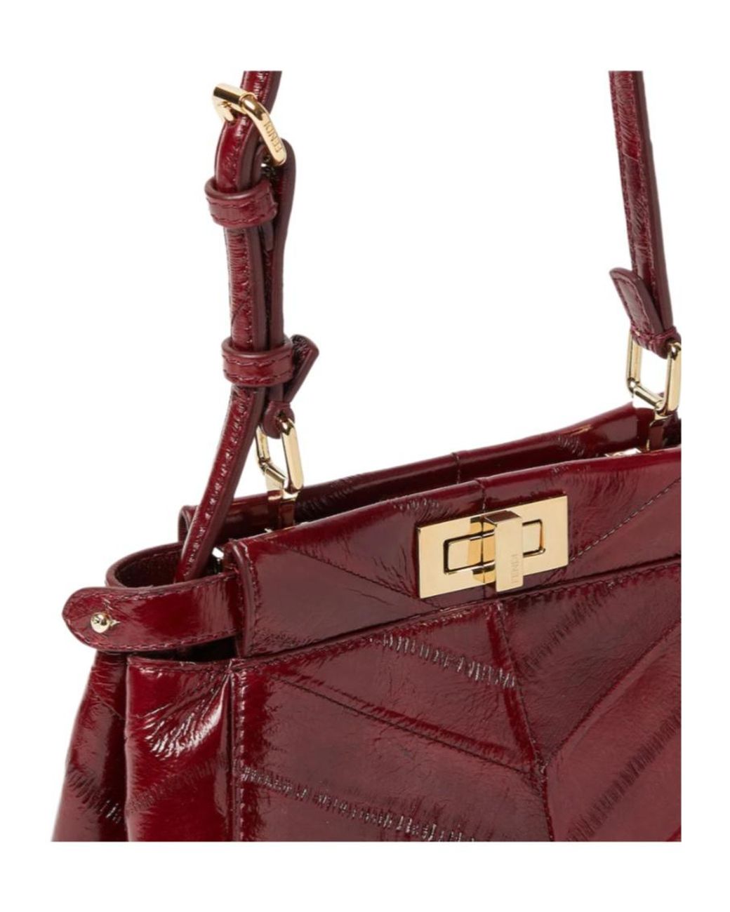 Fendi Red Burgundy Inlaid Hagfish Leather Bag