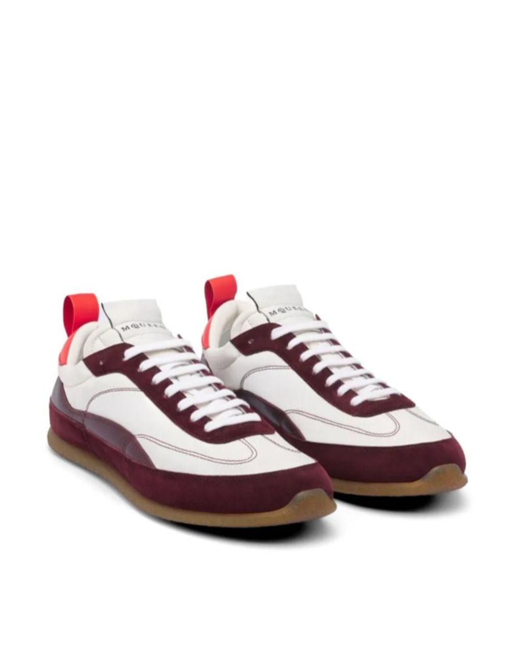 McQueen Red Ec1 Panelled Suede-Trim Sneakers