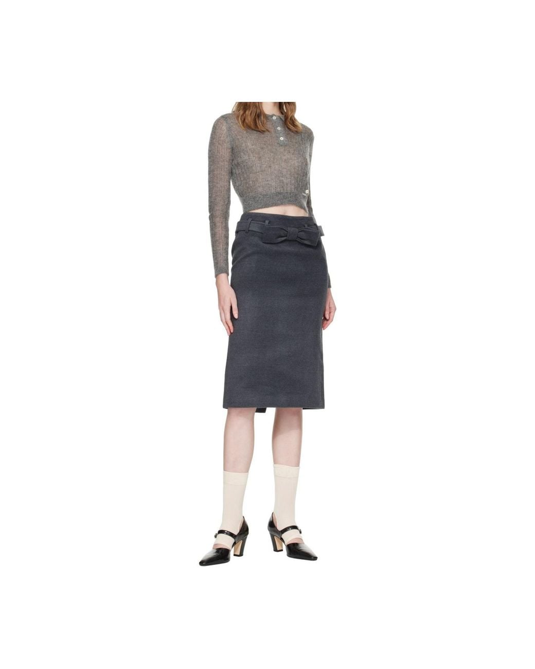 ShuShu/Tong Black Long-Sleeve Knitted Polo Shirt