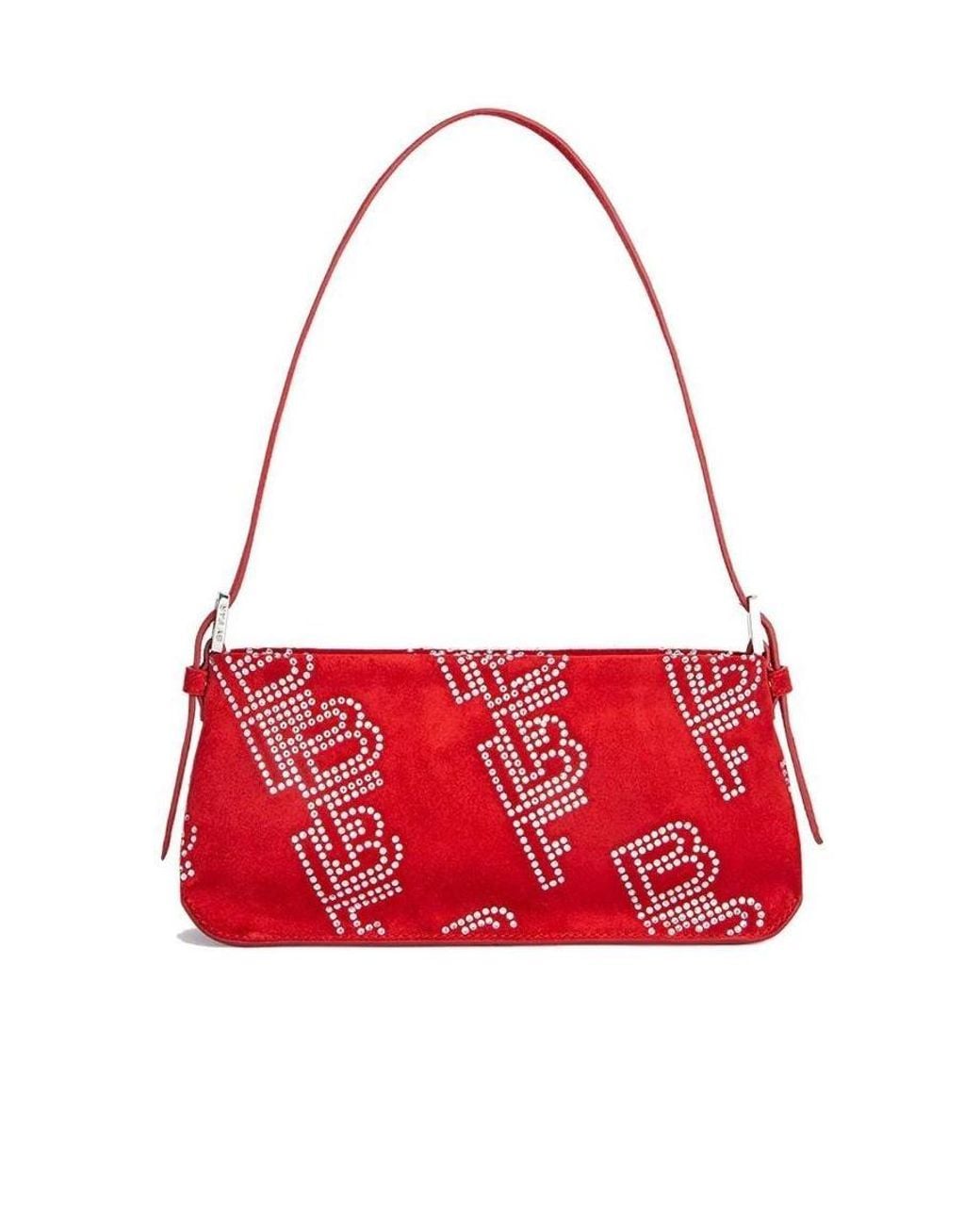 By Far Red Dulce Embellished Zipped Shoulder Bag