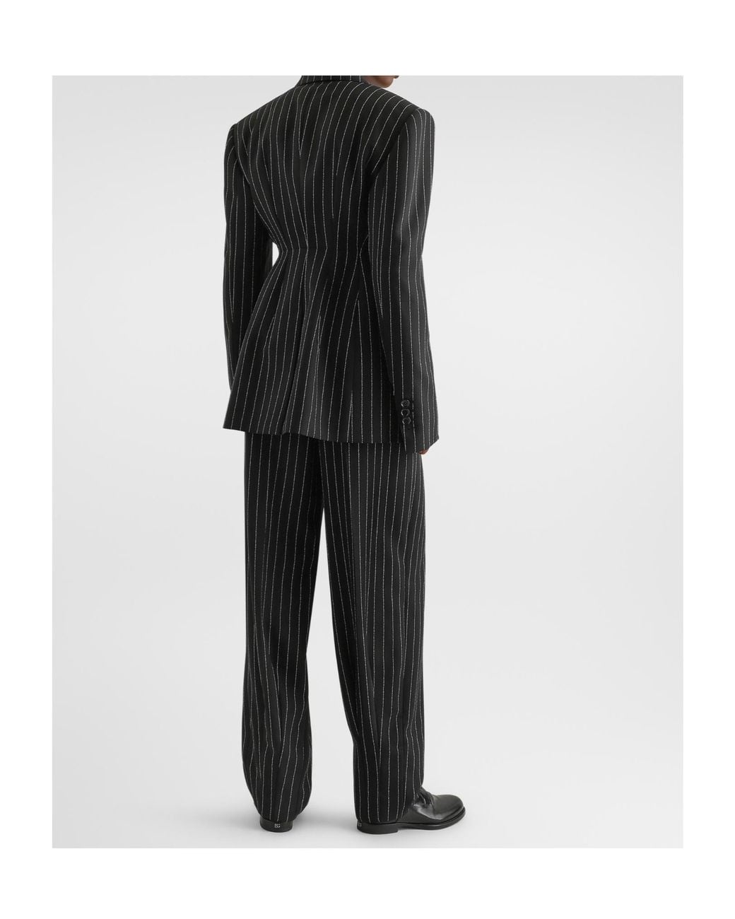 Dolce & Gabbana Black Pinstripe Embroidered Blazer