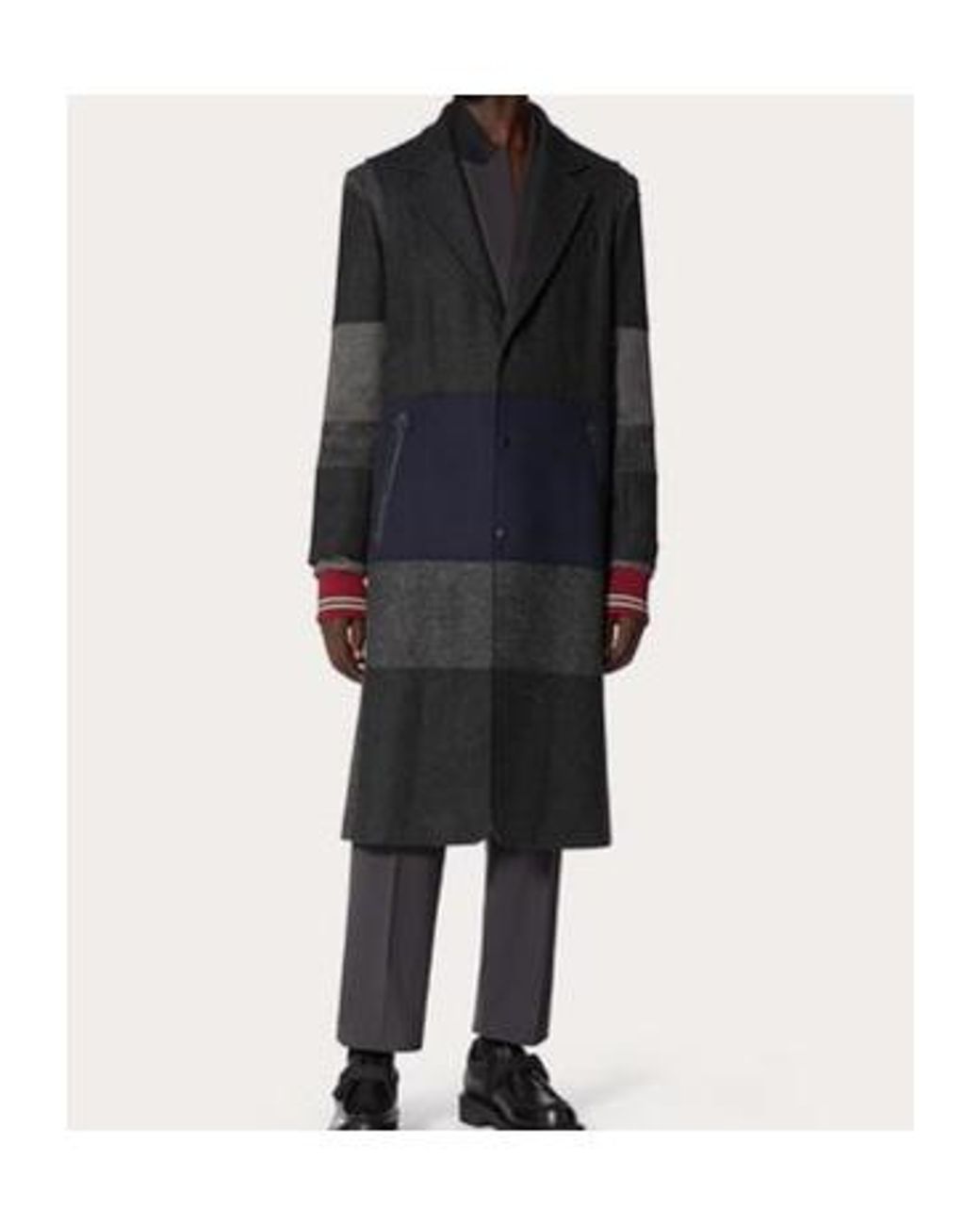 Valentino Blue Patchwork Single-Breasted Coat for men