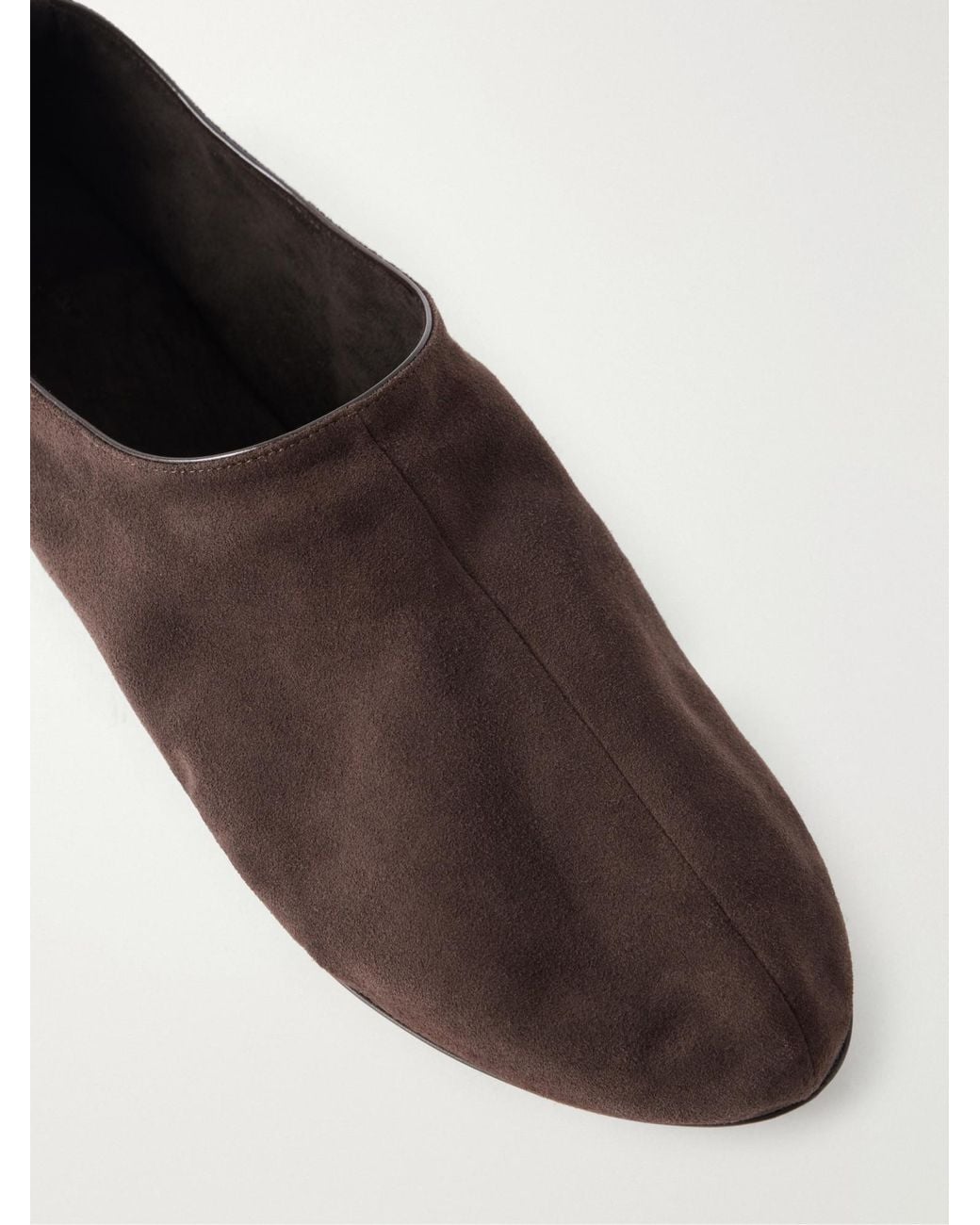 The Row Brown Stellene Moka Goat Suede Slippers