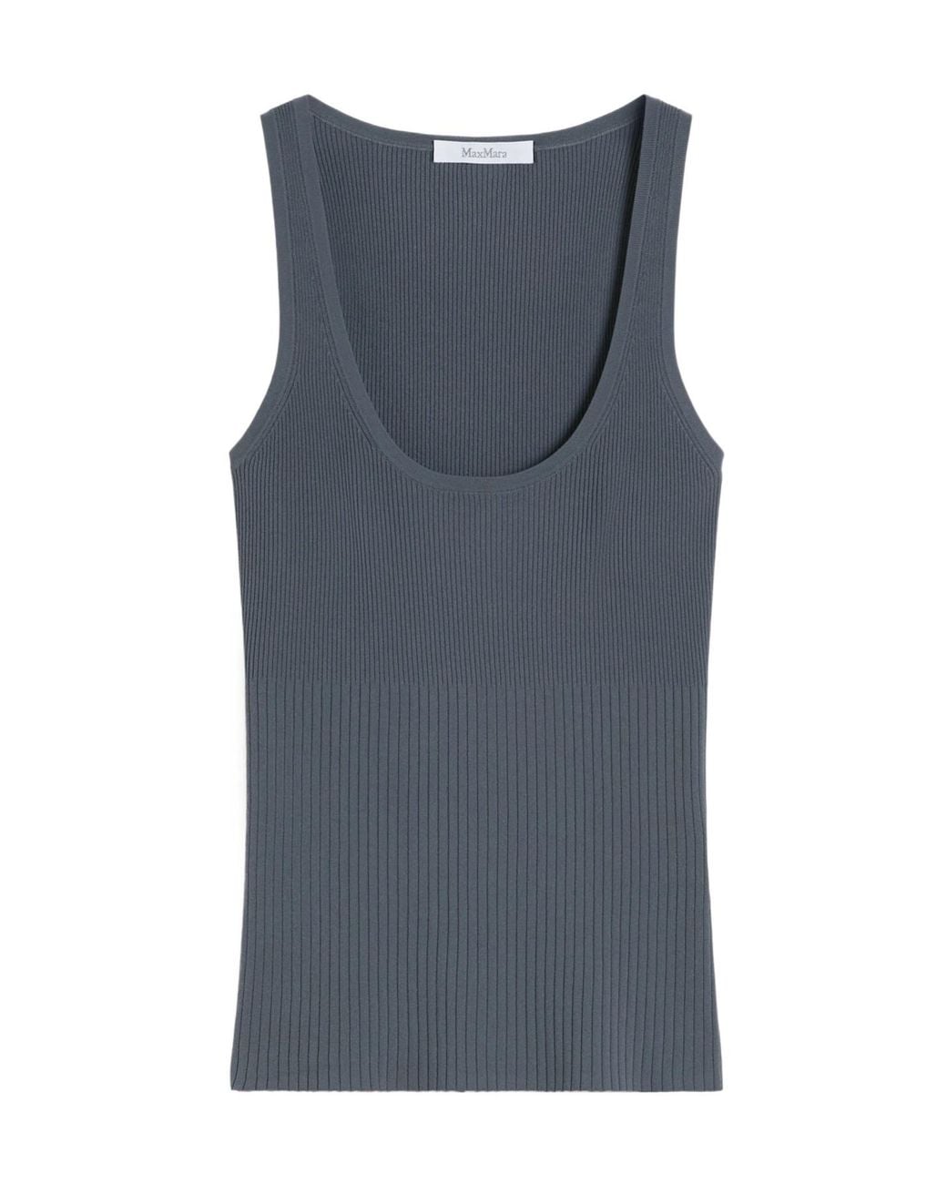 Max Mara Blue Ghiro Ribbed Knit Tank Top