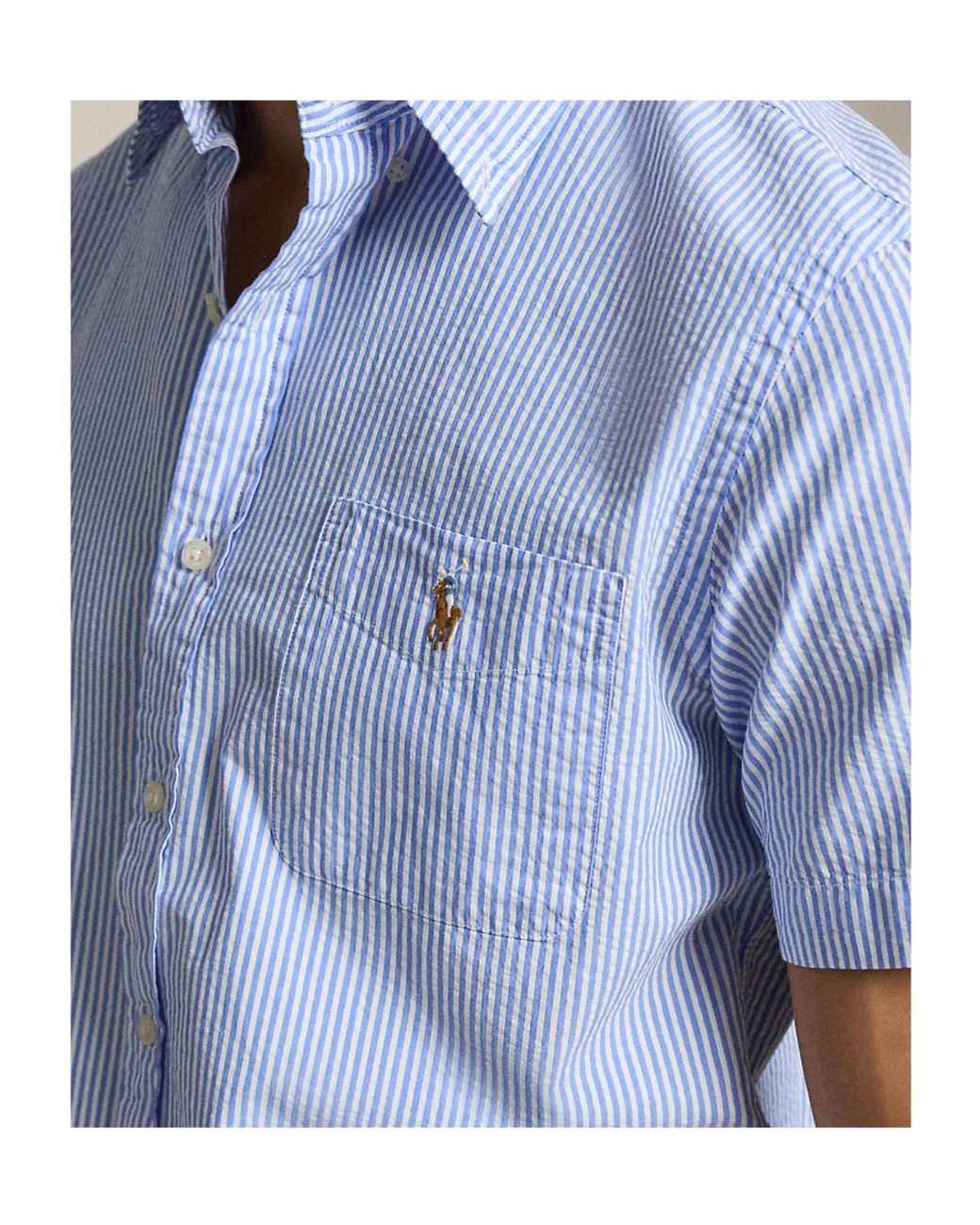 Ralph Lauren Blue Striped Short-Sleeve Shirt for men