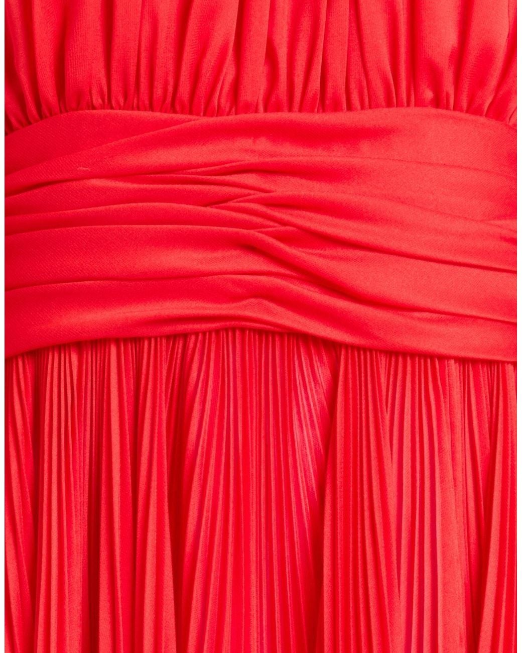 Dolce & Gabbana Red Solid-Color Long-Sleeved Chiffon Dress